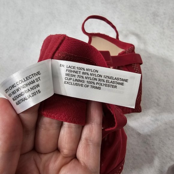 City Chic Celinda Red Mesh And Lace Push Up Bra 38DDD - Picture 5 of 8